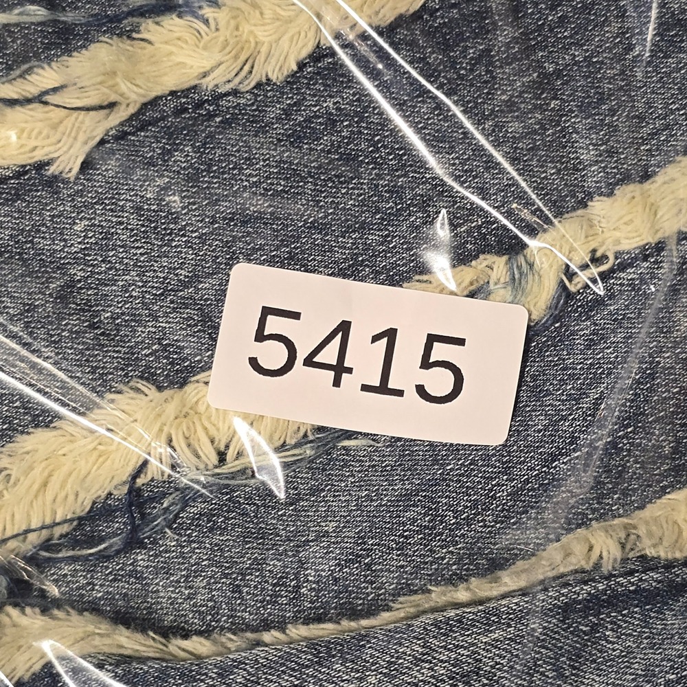 MNML X641 Stacked Ultra Rip Lined Denim Jeans Blue Distressed Fringe 32x36 - Picture 9 of 9